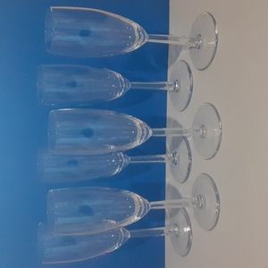 6 Clear Glass Stemmed Champagne Glasses